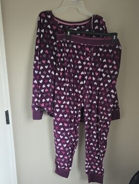 2X Secret Treasures Warm Hearts Purple Pajama Top And Pants Set